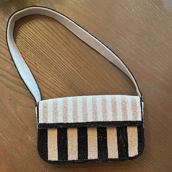Anthropologie Fiona beaded bag- Neutral Stripe - Picture 5 of 12